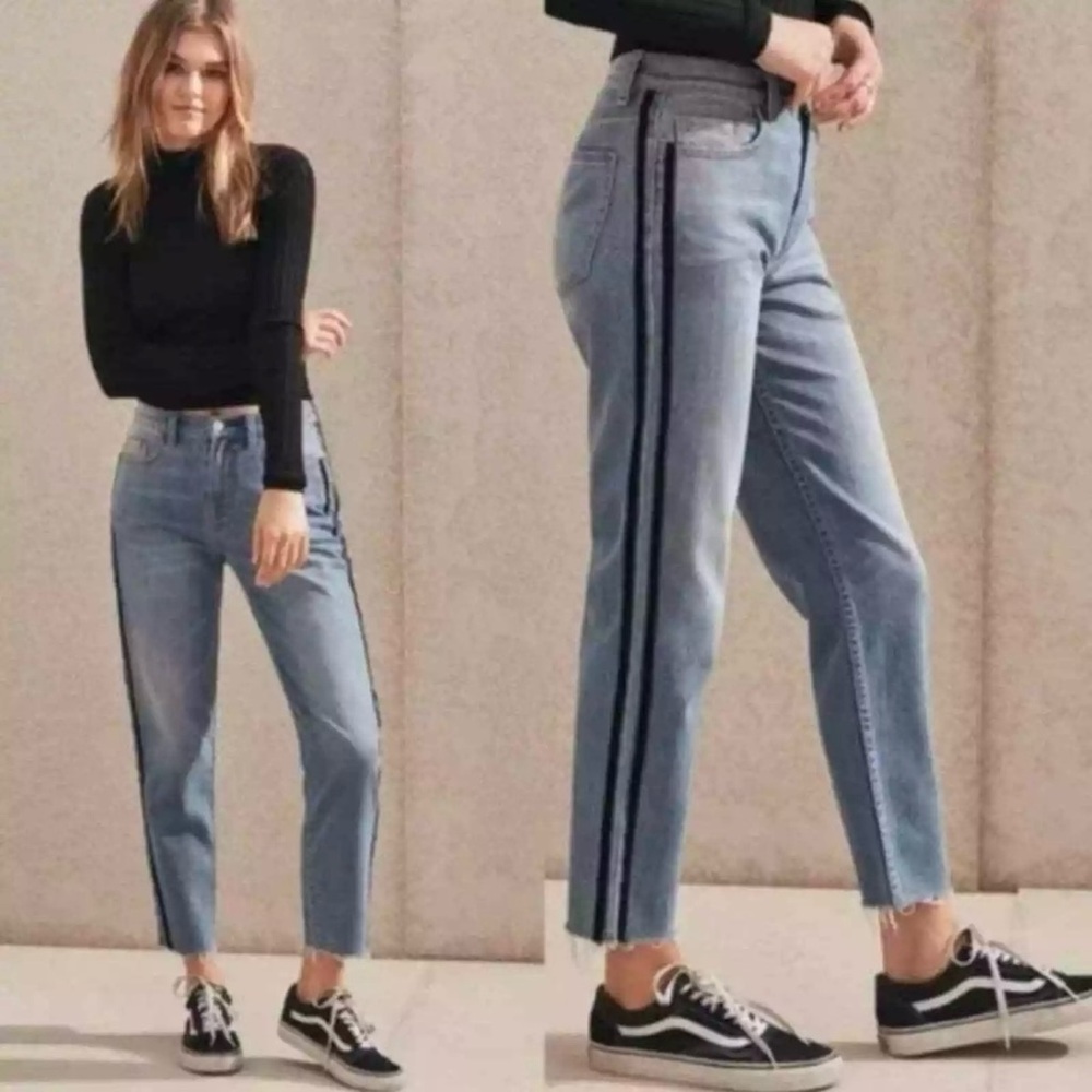 Pacsun Vintage Icon High rise Jean Tuxedo Stripe 24 Frayed Hem Denim